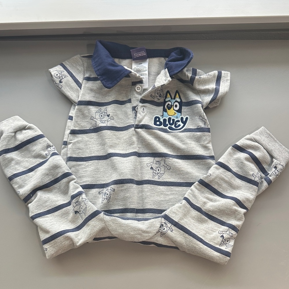 Striped Polo Jumpsuit – Navy & Gray